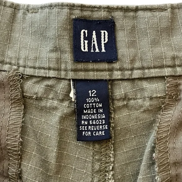 Gap Olive Green Vintage Cotton High Rise HR Ripstop Cargo Khaki Shorts size 12 - Picture 3 of 3